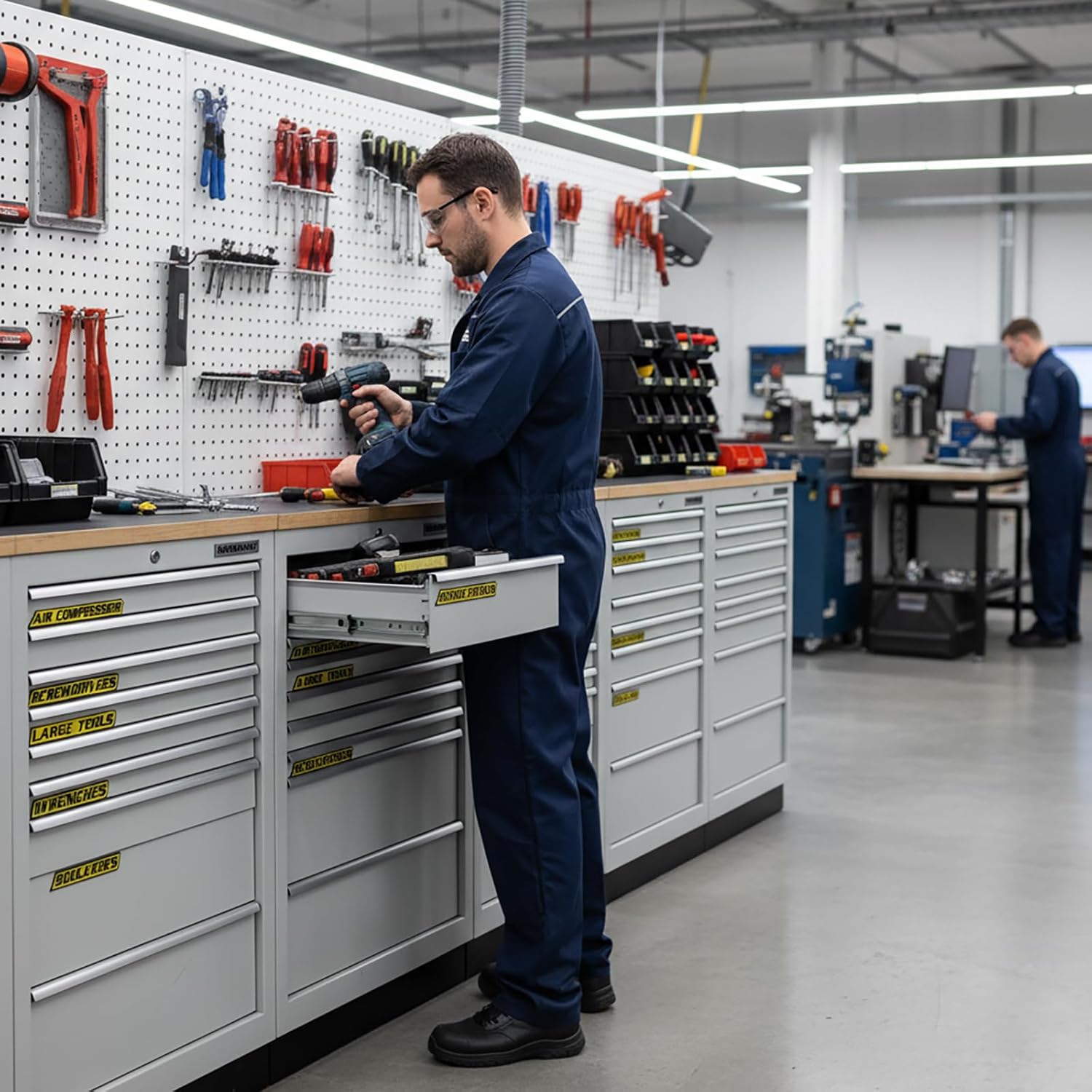 12 Pack of Magnetic Toolbox Labels, Durable 3D-Printed Tool Box Drawer Tags, Reusable Strong Magnet Labels for Quick Identifying Tool Chest, Garage Storage, Carts, and Cabinets Organization (Black)