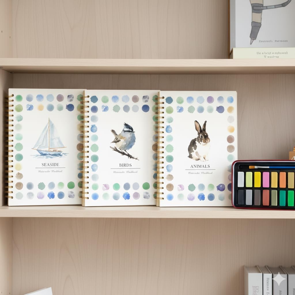 Hugs Garden Watercolor Workbook Flowers, Watercolor Paint Set with 12 Paints, Paint Brush & Multiple Same Styles, Water Coloring Book Art Crafts Painting Kit, Gifts for Women